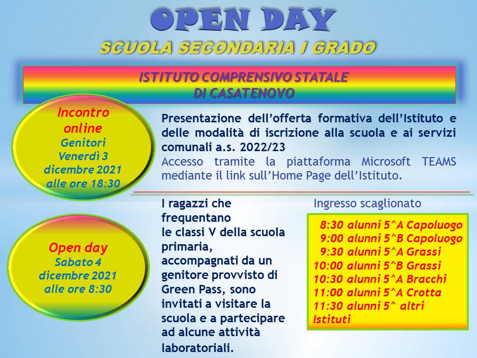 open day secondaria di primo grado