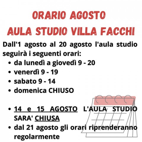 orari agosto villa facchi